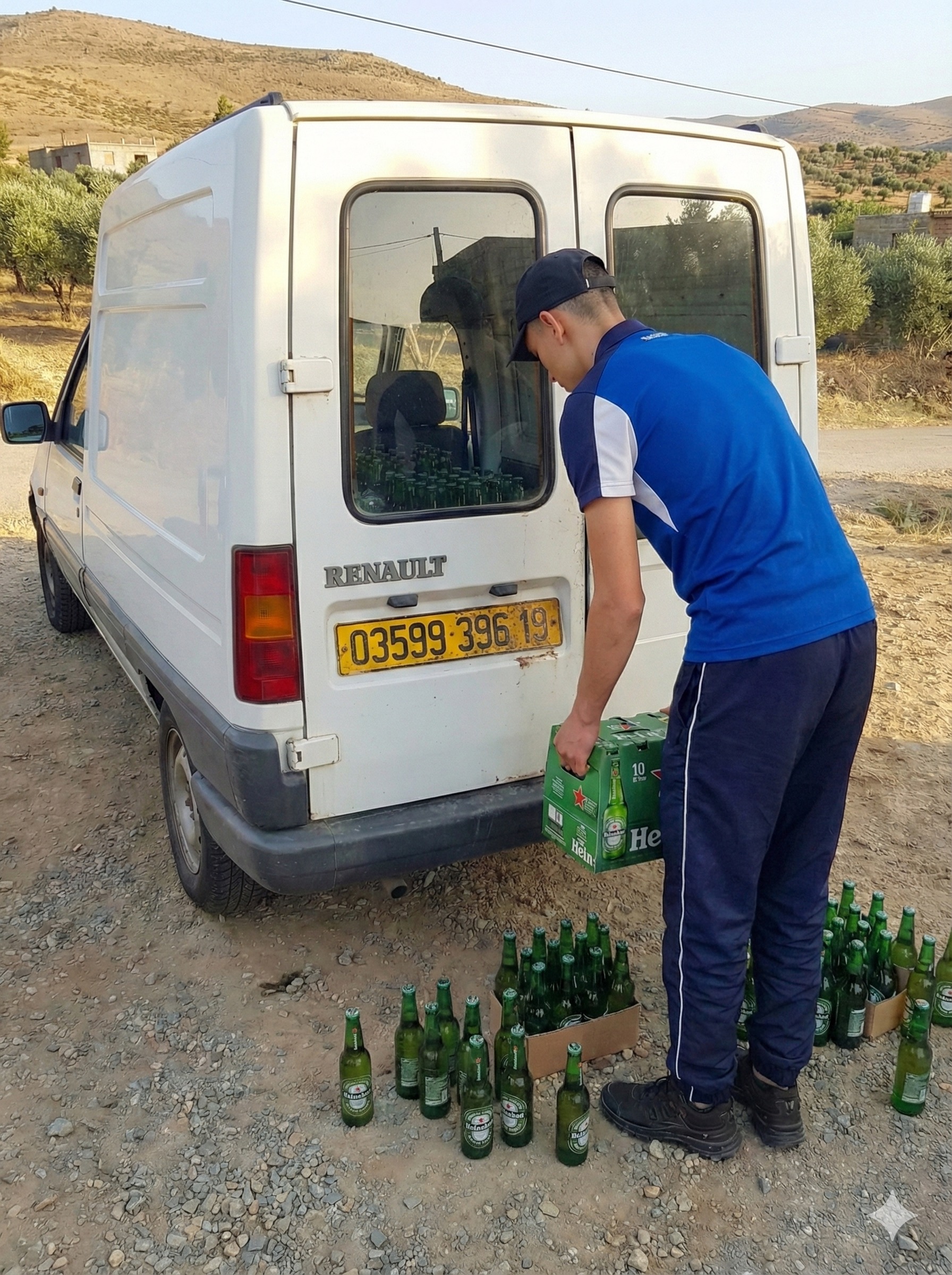 Le suspect chargeant son bolide